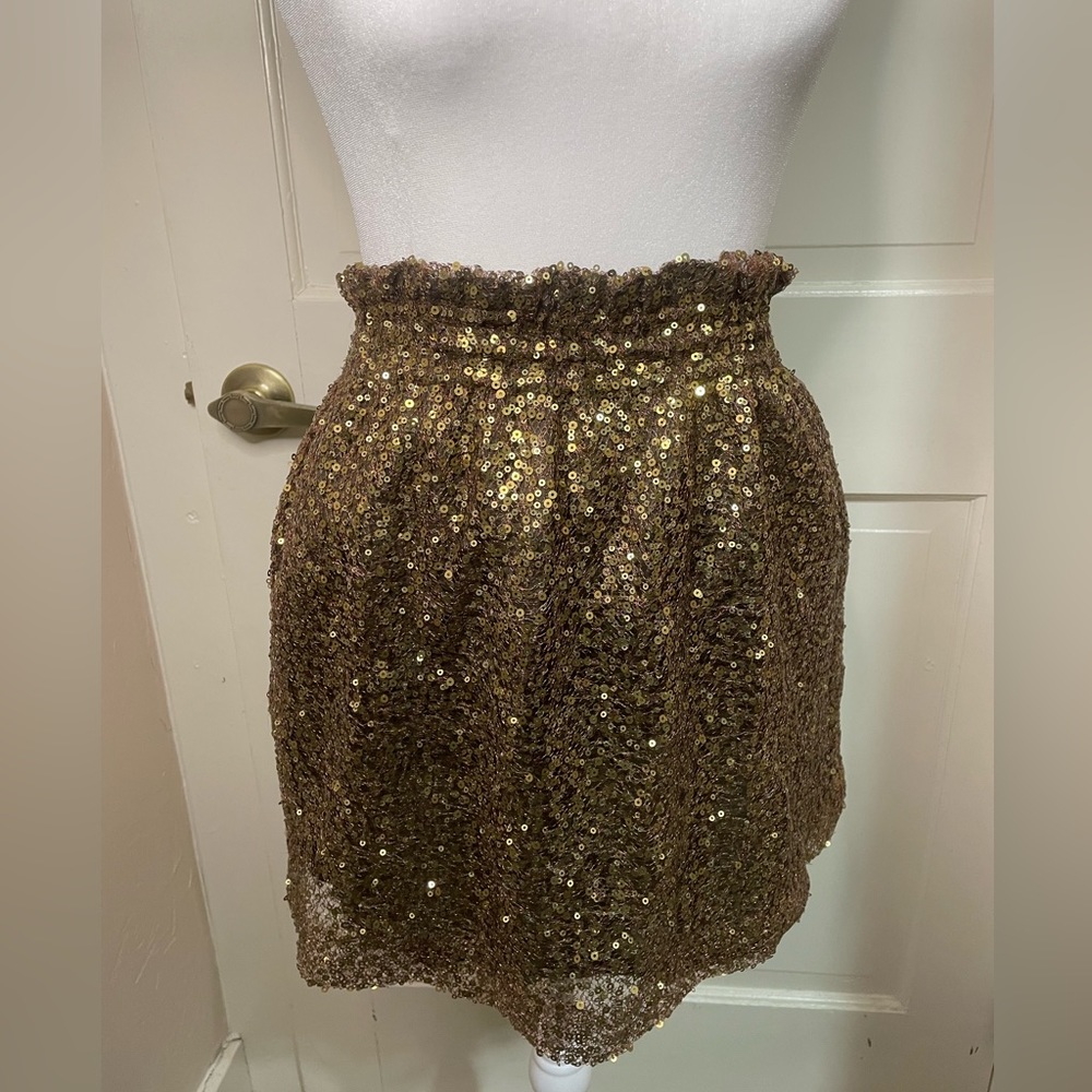 NWOT J Crew gold sequin skirt with pockets
